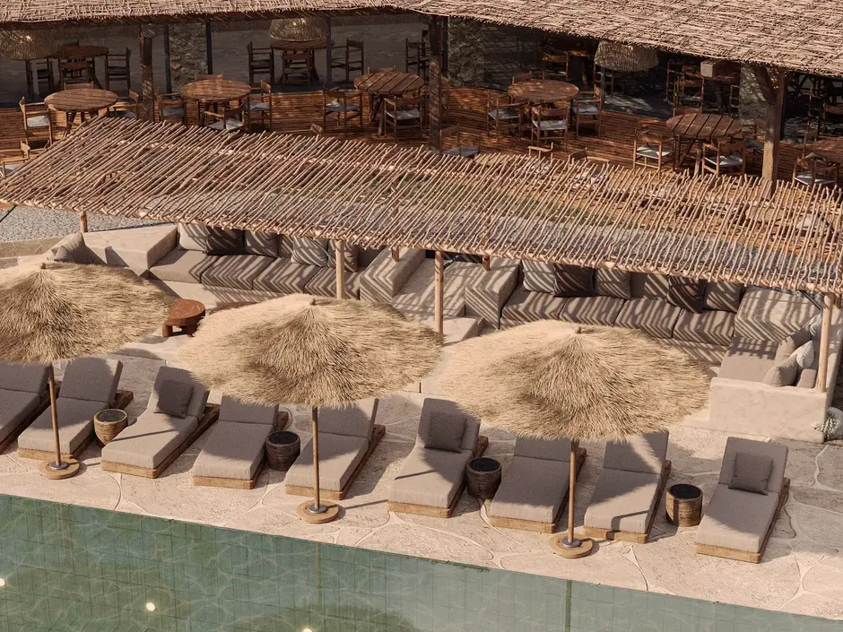 Пляжные лежаки в отеле OKU Bodrum 5*